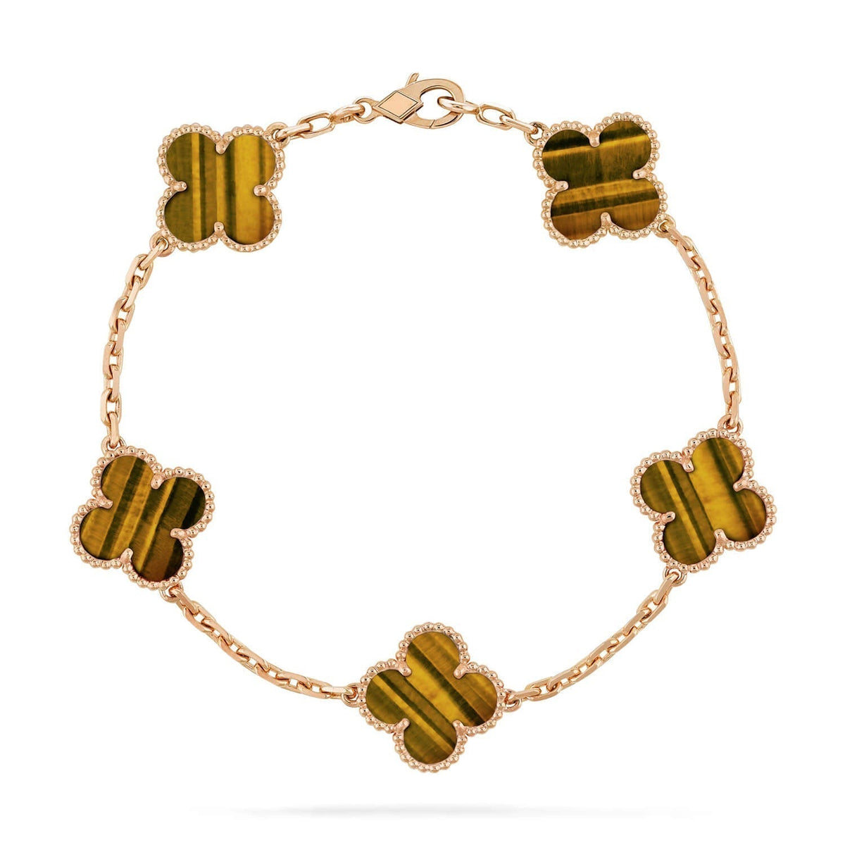 [⭐Maelin] CLOVER 5 MOTIFS TIGER EYE BRACELET COLLECTION