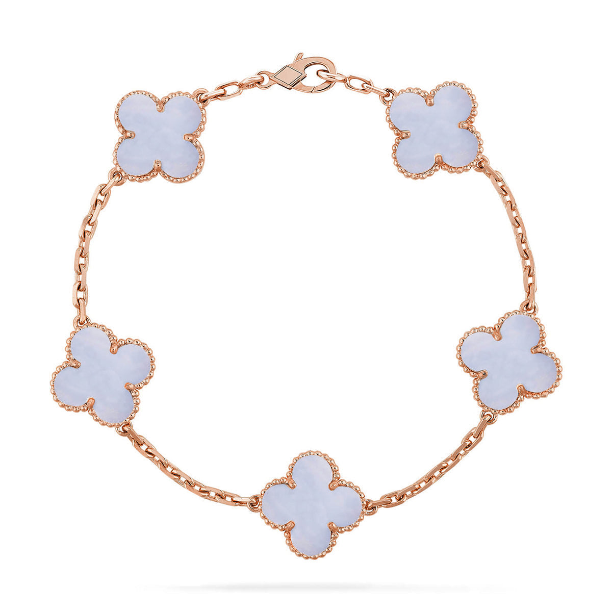 [⭐Maelin] CLOVER 5 MOTIF PURPLE CHALCEDONY BRACELET COLLECTION