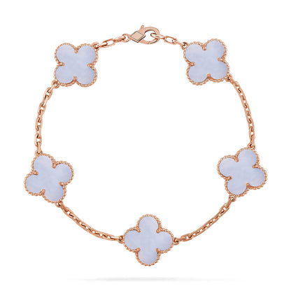 [⭐Maelin] CLOVER 5 MOTIF PURPLE CHALCEDONY BRACELET COLLECTION