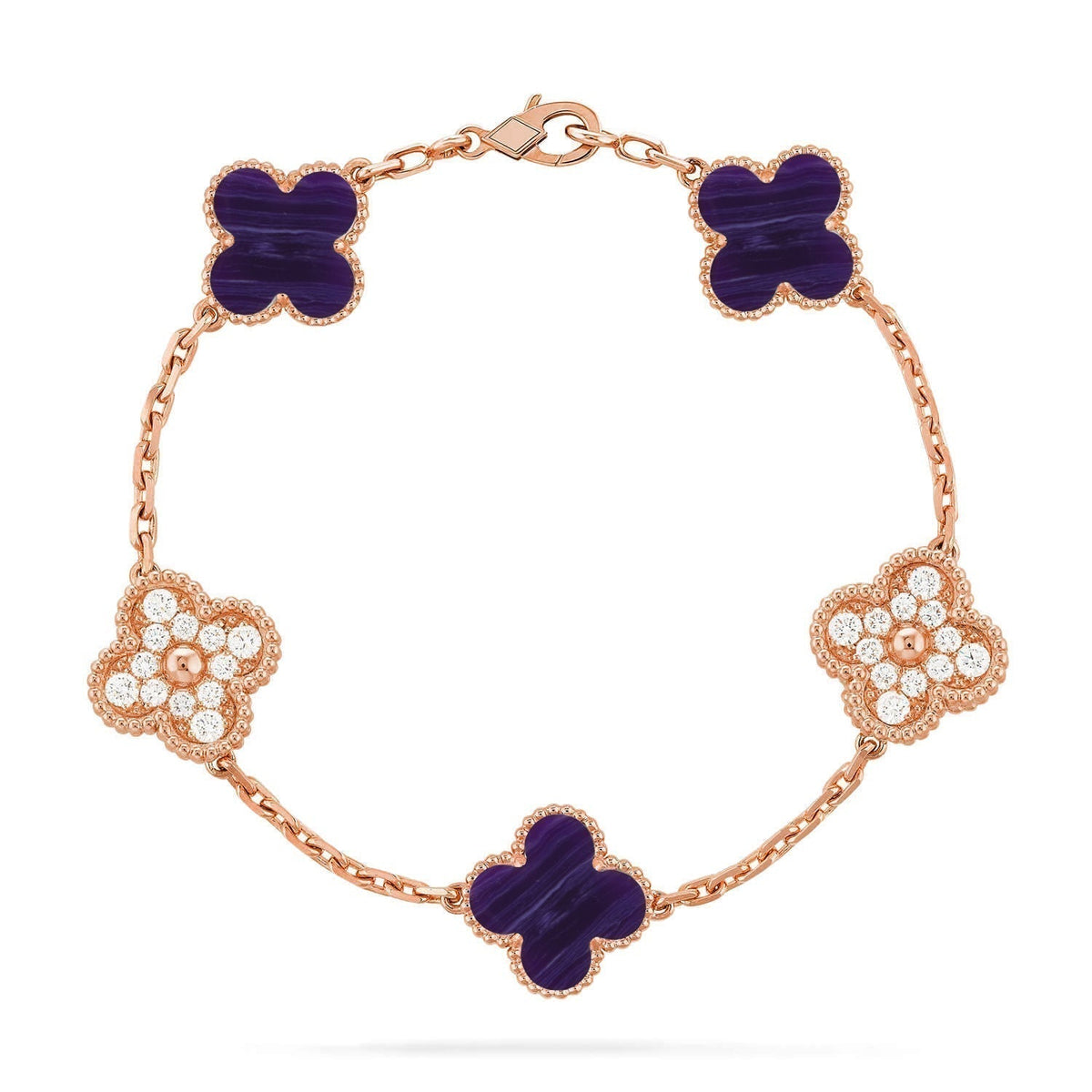 [⭐Maelin]CLOVER 5 MOTIF PURPLE STRIPES BRACELET COLLECTION