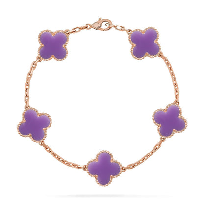 [⭐Maelin]CLOVER 5 MOTIF LIGHT PURPLE BRACELET COLLECTION