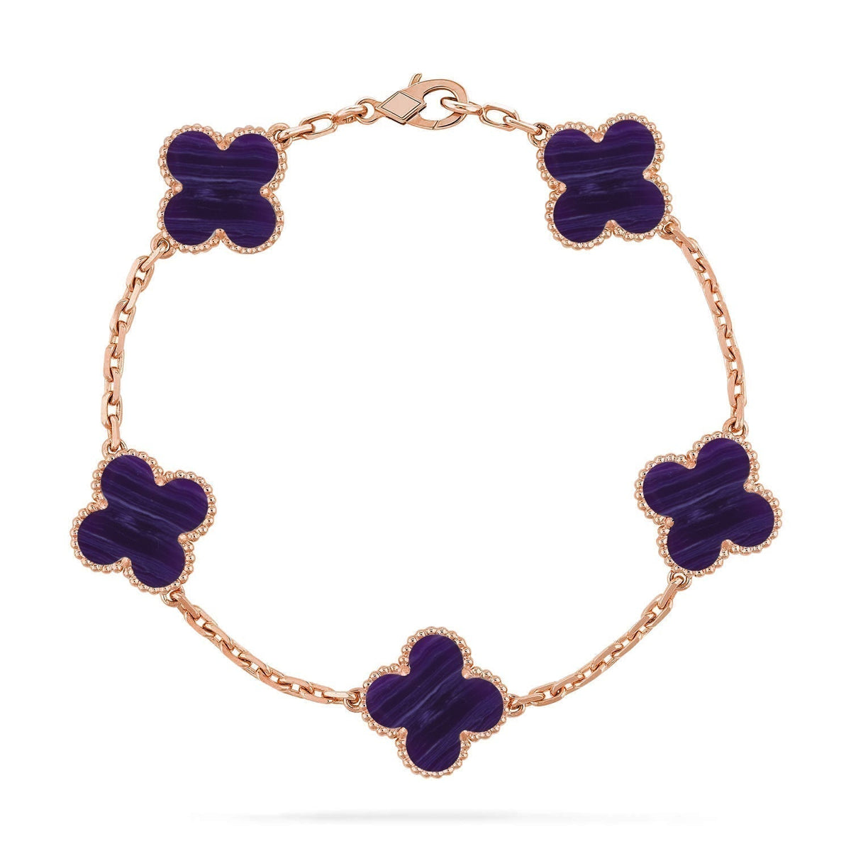 [⭐Maelin]CLOVER 5 MOTIF PURPLE STRIPES BRACELET COLLECTION