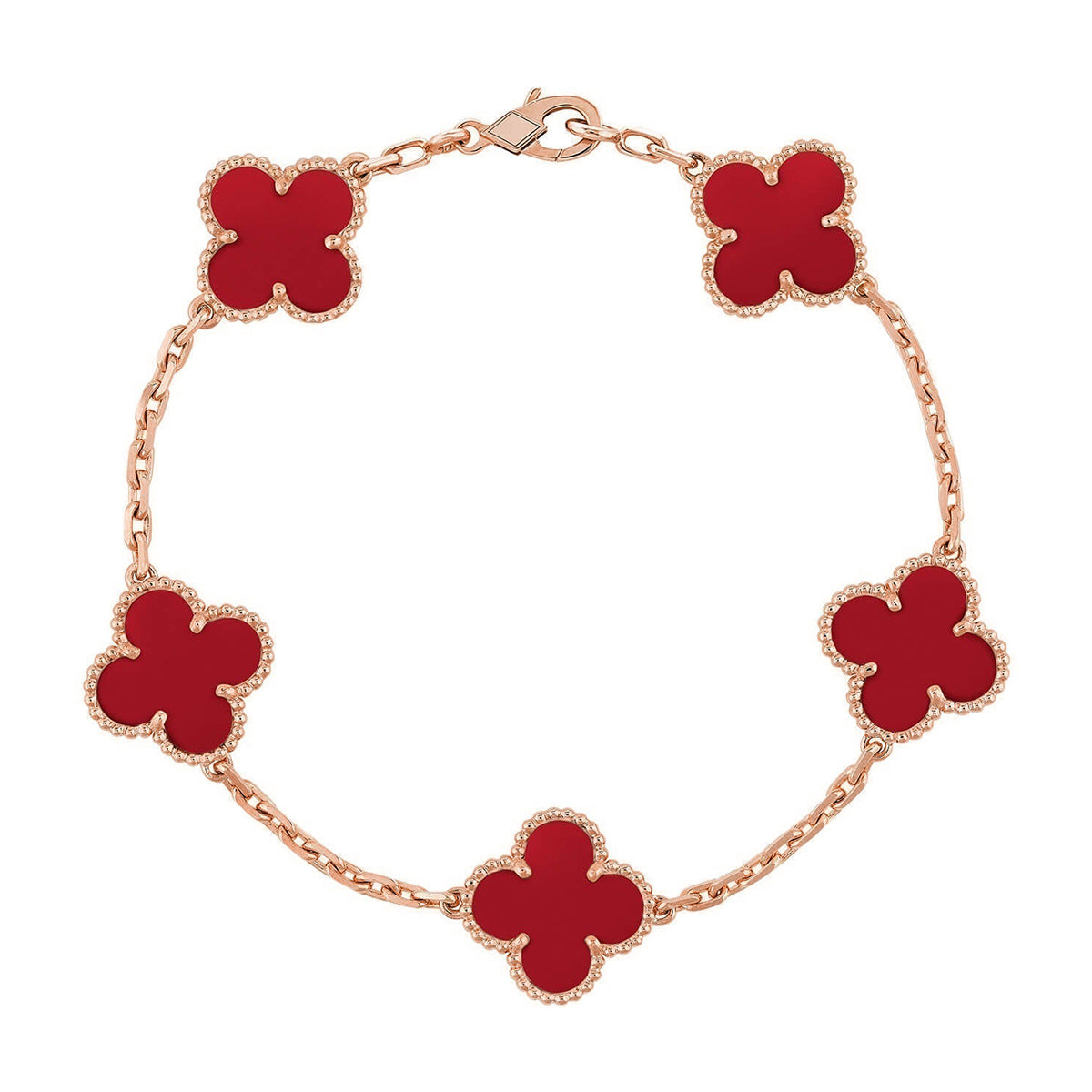 [⭐Maelin] CLOVER 5 MOTIF RED CORNELIAN BRACELET COLLECTION