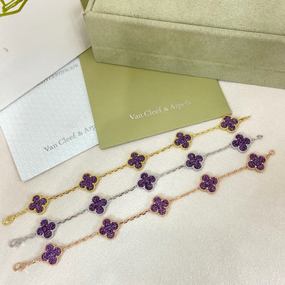 [⭐Maelin]NEW PURPLE SAND-GOLD FOUR-LEAF CLOVER 5-FLOWER BRACELET