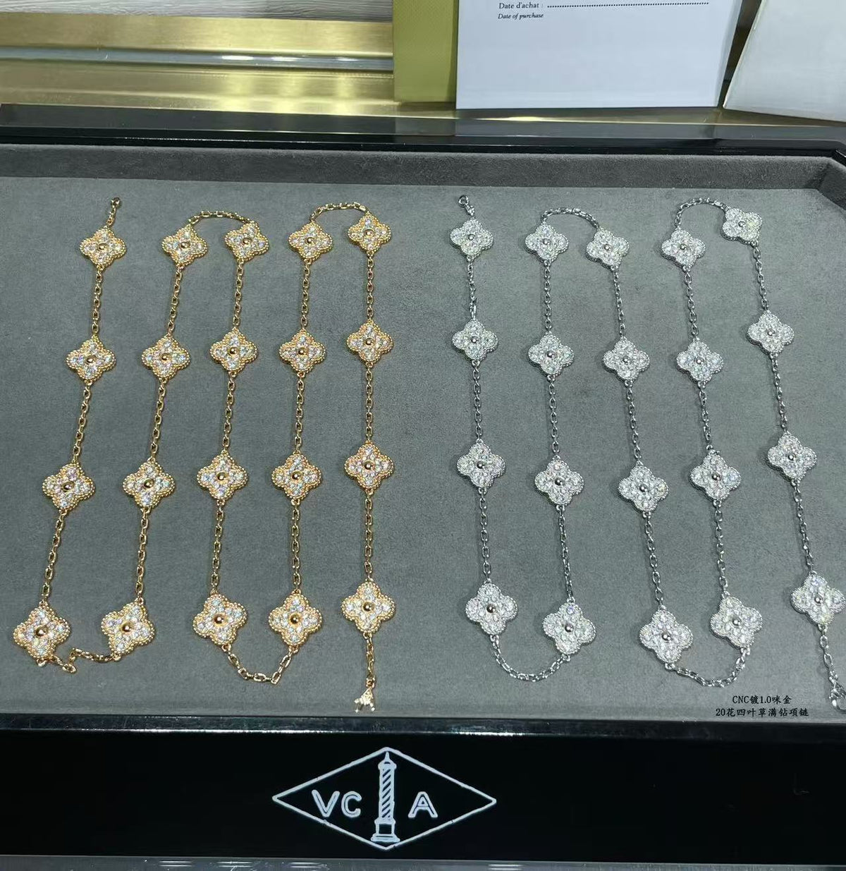 [⭐Maelin]CLOVER 20 MOTIFS FULL-DIAMOND NECKLACE