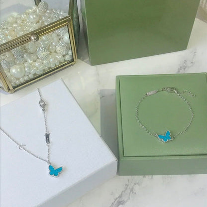 [⭐Maelin]BUTTERFLY TURQUOISE BUTTERFLY BRACELET SILVER