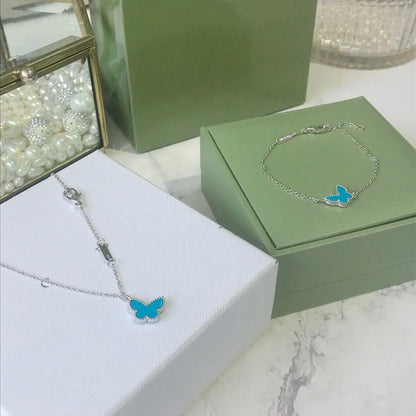 [⭐Maelin]BUTTERFLY TURQUOISE BUTTERFLY BRACELET SILVER
