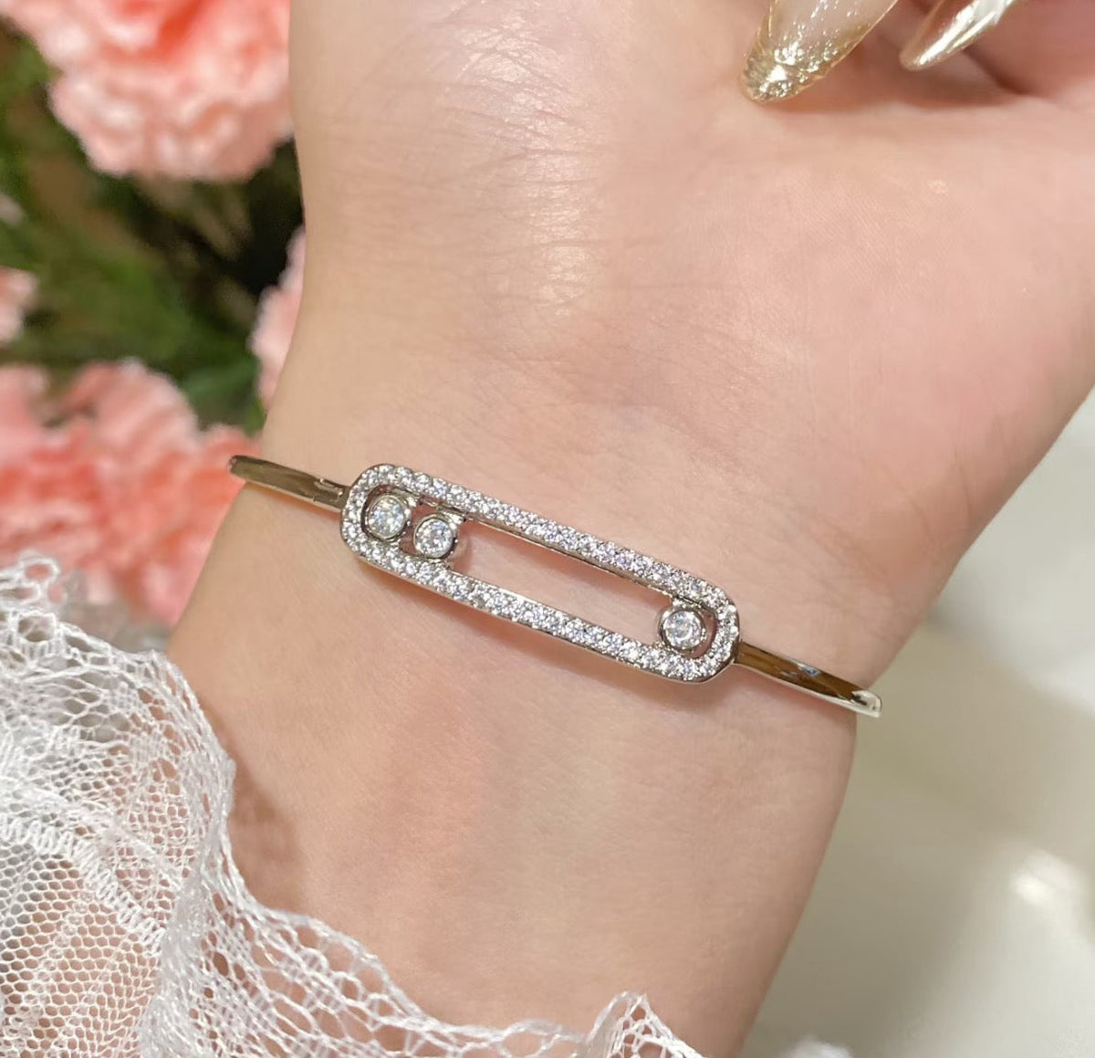 [⭐Maelin]Move Pavé Diamond Bangle Bracelet M