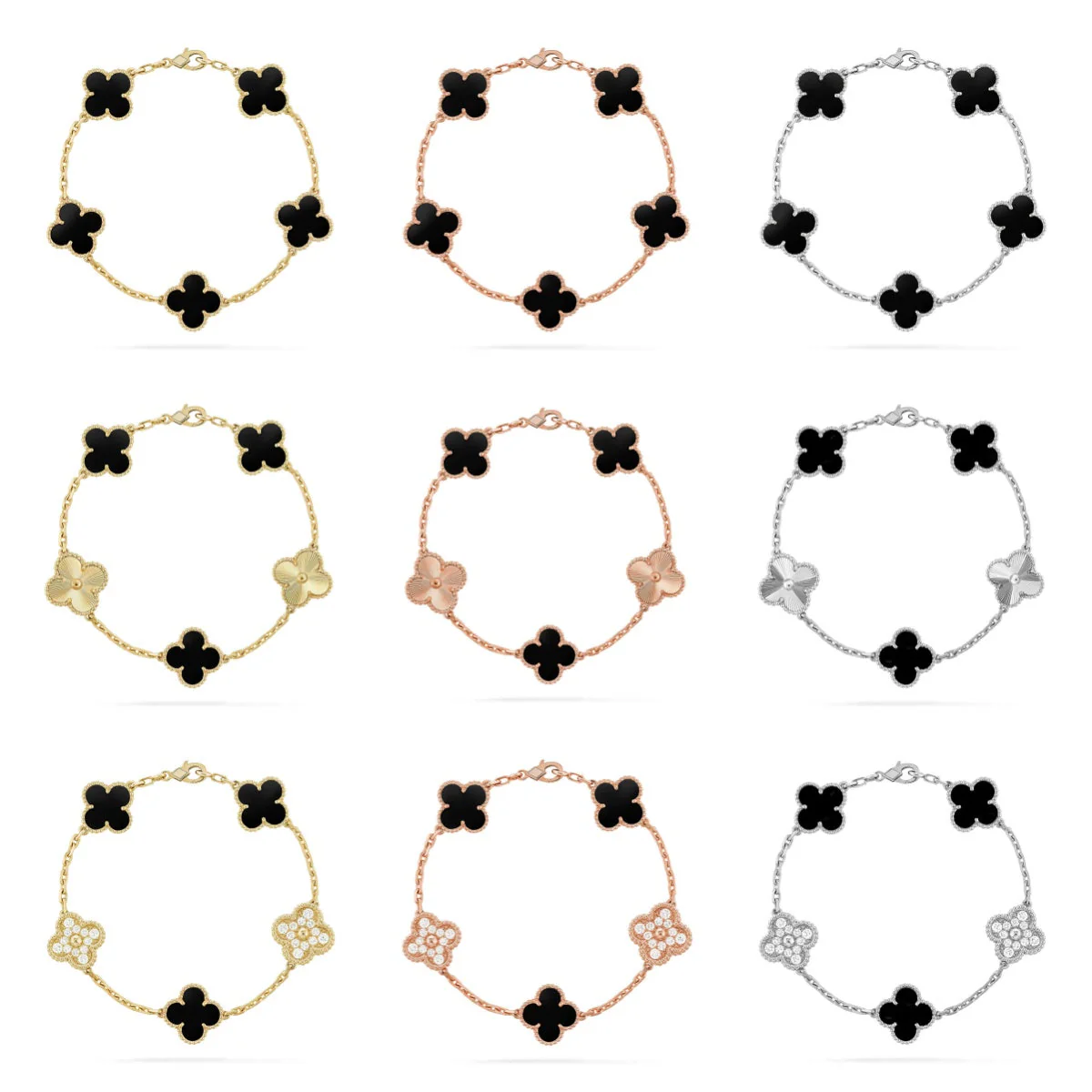 [⭐Maelin] CLOVER 5 MOTIF ONYXS BRACELET COLLECTION
