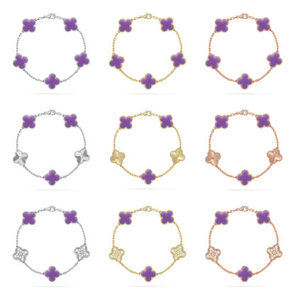 [⭐Maelin]CLOVER 5 MOTIF LIGHT PURPLE BRACELET COLLECTION