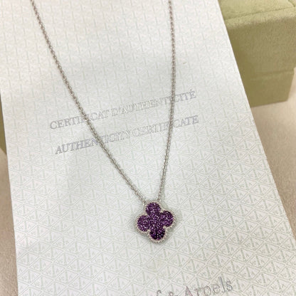[⭐Maelin]NEW 15MM PURPLE SAND-GOLD FOUR-LEAF CLOVER NECKLACE