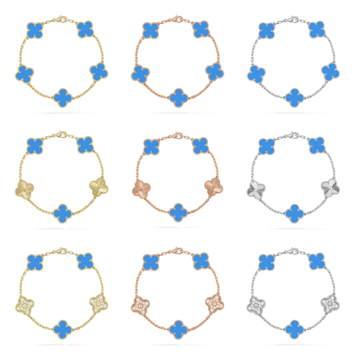 [⭐Maelin] CLOVER 5 MOTIF BLUE AGATE BRACELET COLLECTION