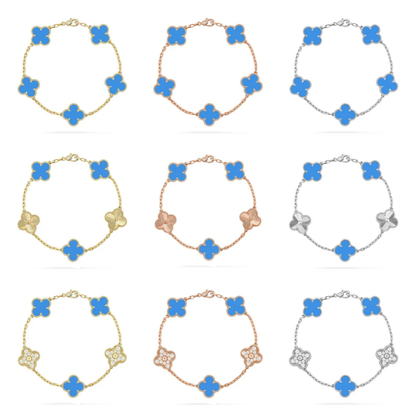 [⭐Maelin] CLOVER 5 MOTIF BLUE AGATE BRACELET COLLECTION