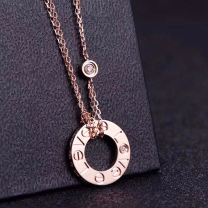 [⭐Maelin]LOVE NECKLACE 16MM 2 DIAMONDS