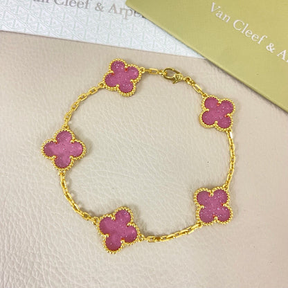 [⭐Maelin]NEW BUBBLE PINK ENAMEL 5-FLOWER BRACELET