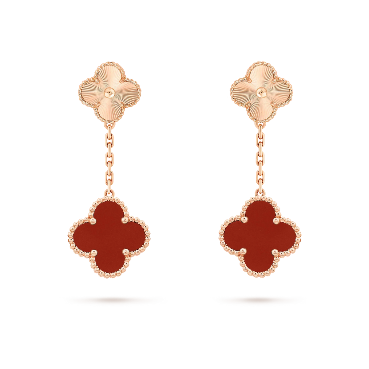 [⭐Maelin]CLOVER 2 MOTIF  LASER CARNELIAN EARRINGS