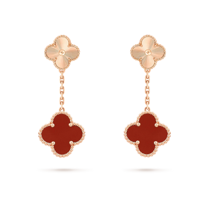 [⭐Maelin]CLOVER 2 MOTIF  LASER CARNELIAN EARRINGS
