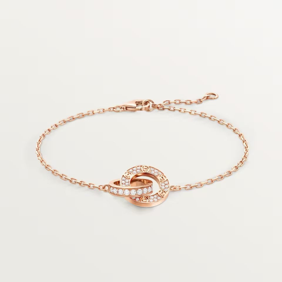 [⭐Maelin]LOVE DOUBLE RING FULL DIAMOND BRACELET