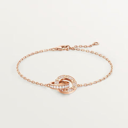 [⭐Maelin]LOVE DOUBLE RING FULL DIAMOND BRACELET