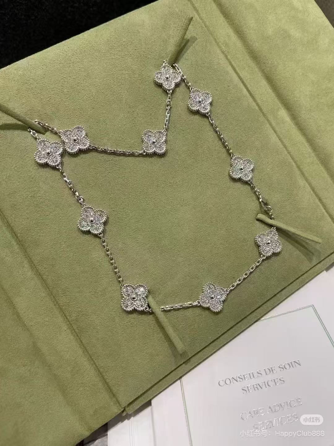 [⭐Maelin]CLOVER 10 MOTIFS  FULL DIAMOND NECKLACE