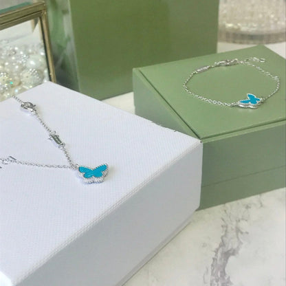 [⭐Maelin]BUTTERFLY TURQUOISE BUTTERFLY BRACELET SILVER