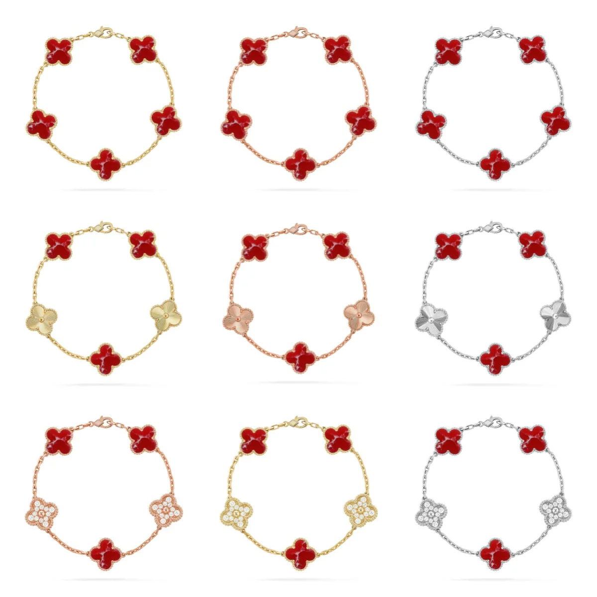 [⭐Maelin]CLOVER 5 MOTIF RED PATTERN BRACELET COLLECTION