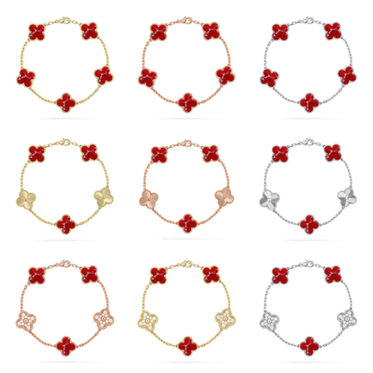 [⭐Maelin]CLOVER 5 MOTIF RED PATTERN BRACELET COLLECTION