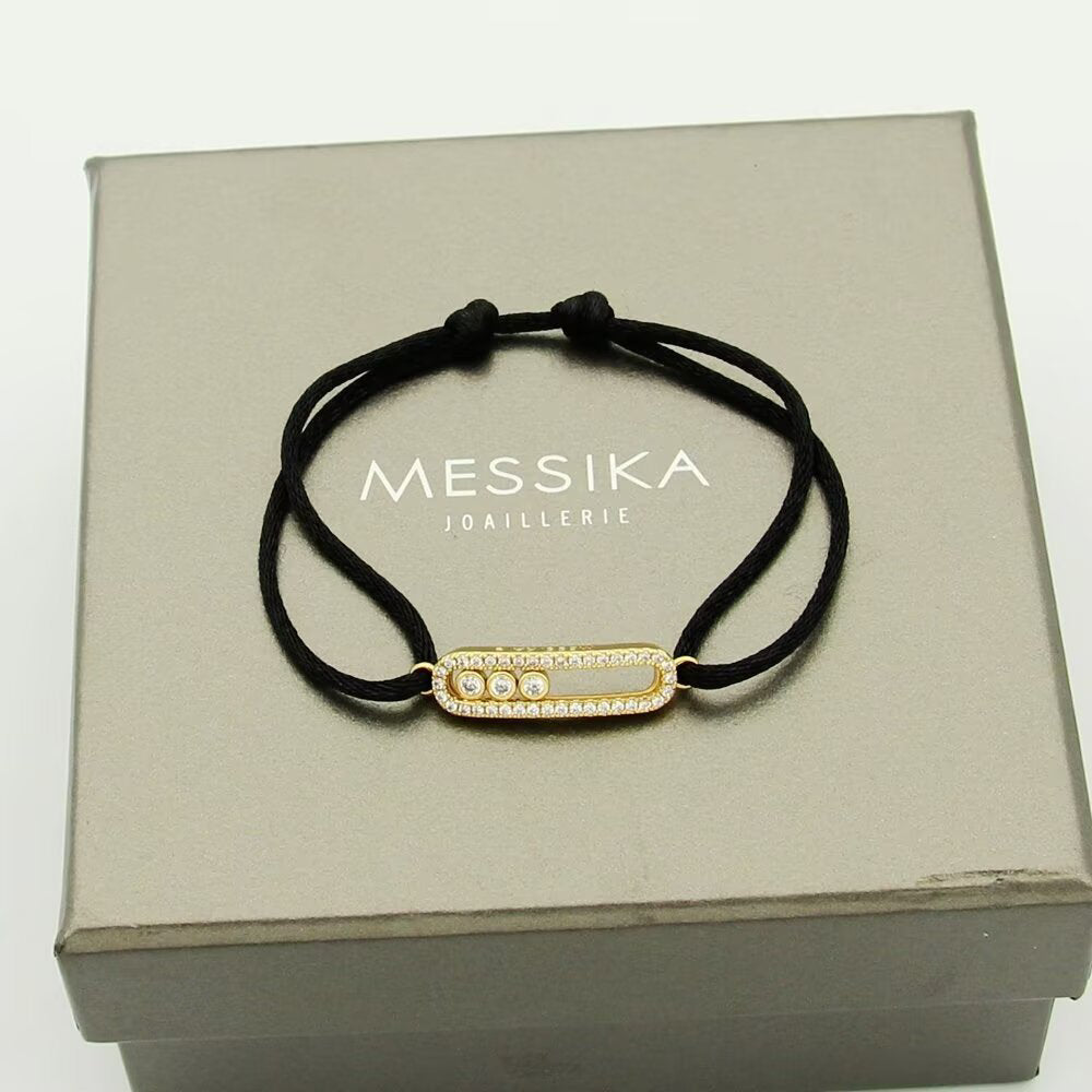[⭐Maelin]Messika Care(s) pink cord pavé bracelet