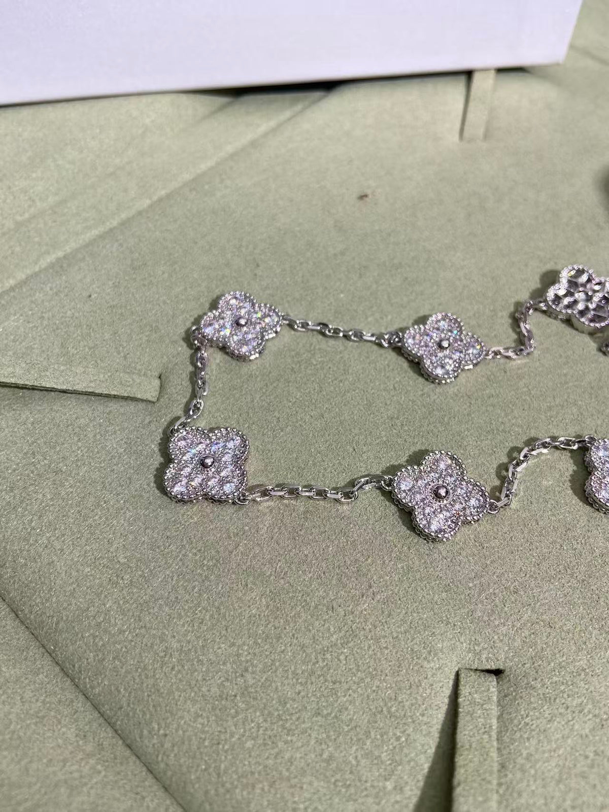 [⭐Maelin]CLOVER 10 MOTIFS  FULL DIAMOND NECKLACE
