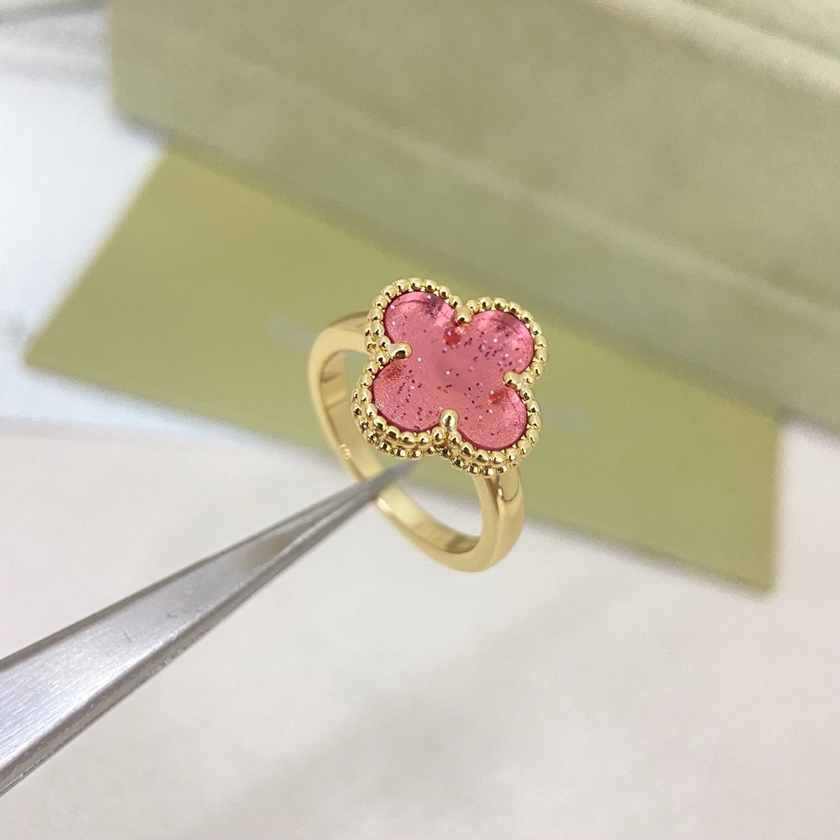[⭐Maelin]NEW ROSE QUARTZ FOUR-LEAF CLOVER RING