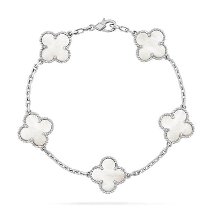 [⭐Maelin]CLOVER WHITE PEARL MOP 5 MOTIF BRACELET COLLECTION