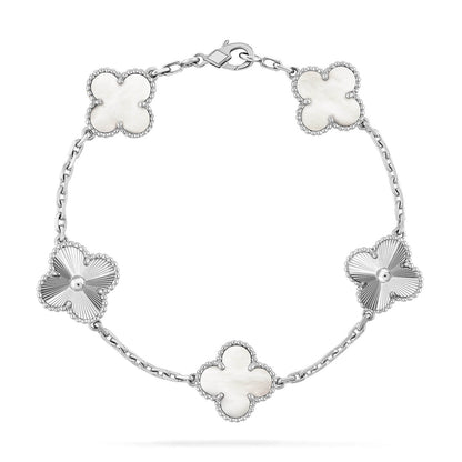 [⭐Maelin]CLOVER WHITE PEARL MOP 5 MOTIF BRACELET COLLECTION