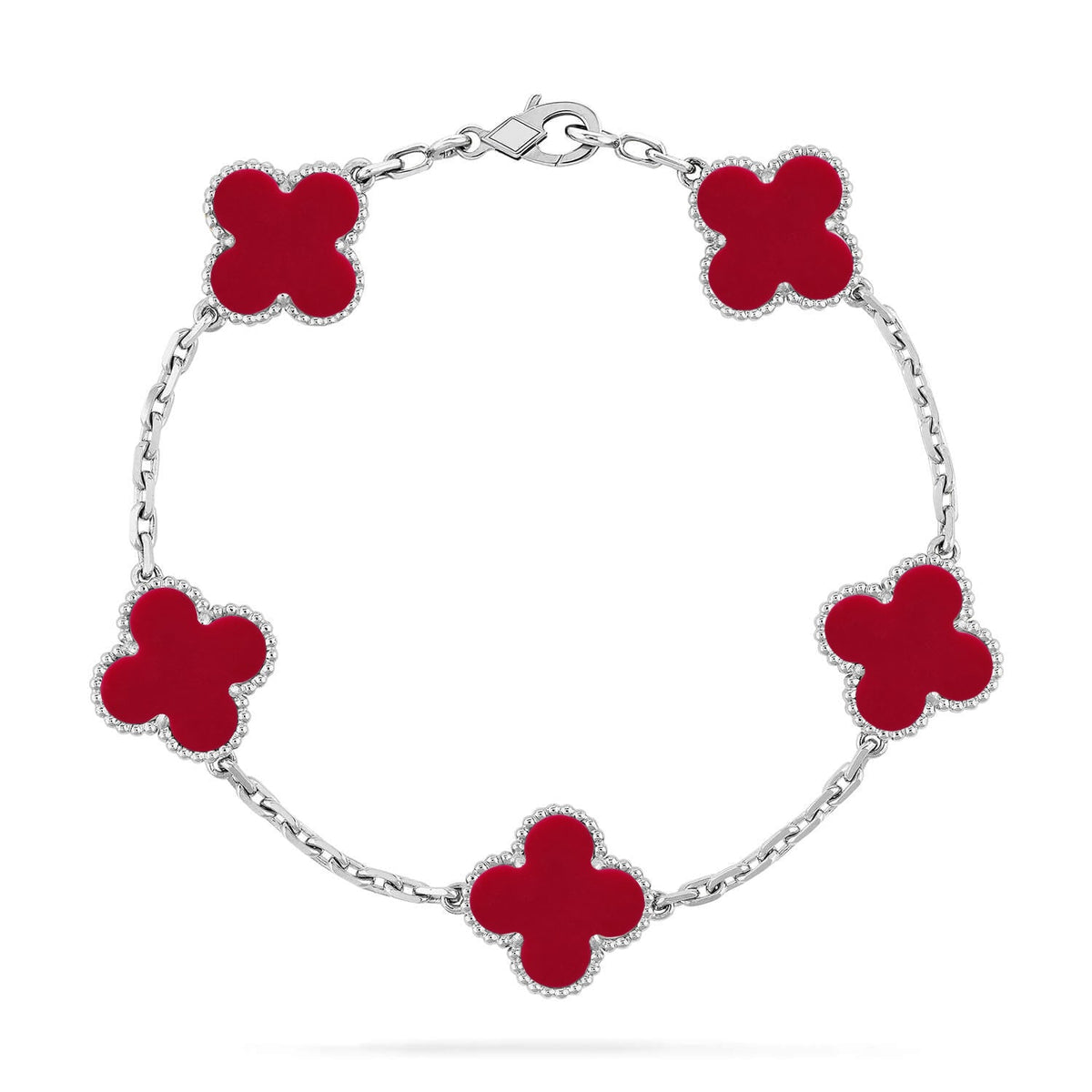 [⭐Maelin] CLOVER 5 MOTIF RED CORNELIAN BRACELET COLLECTION