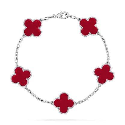 [⭐Maelin] CLOVER 5 MOTIF RED CORNELIAN BRACELET COLLECTION