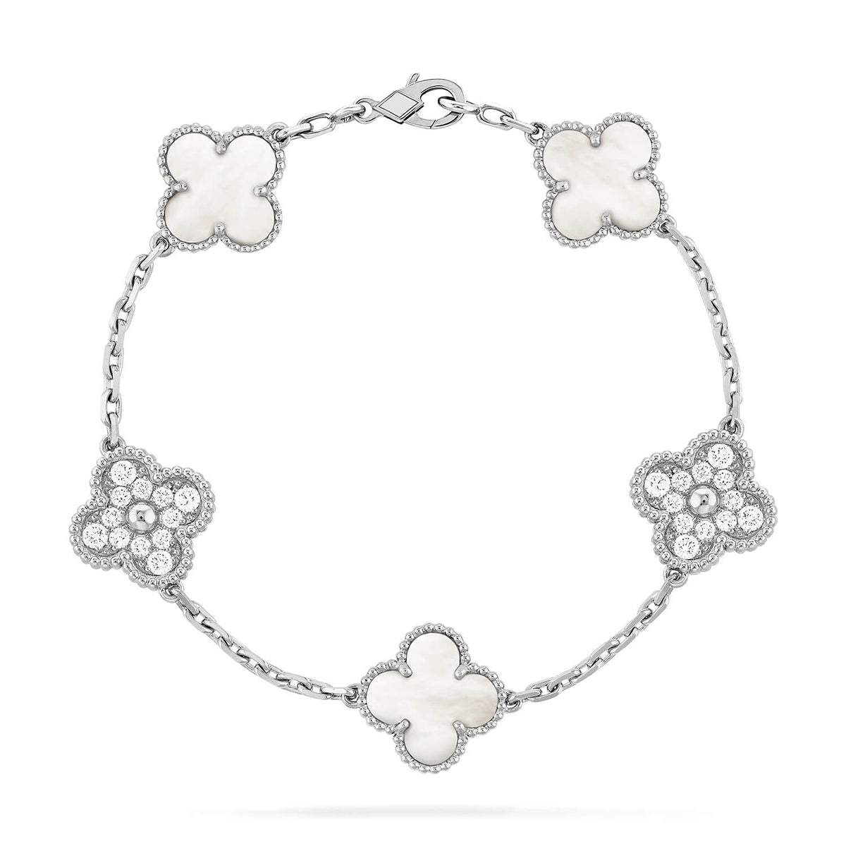 [⭐Maelin]CLOVER WHITE PEARL MOP 5 MOTIF BRACELET COLLECTION