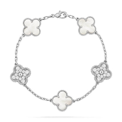 [⭐Maelin]CLOVER WHITE PEARL MOP 5 MOTIF BRACELET COLLECTION