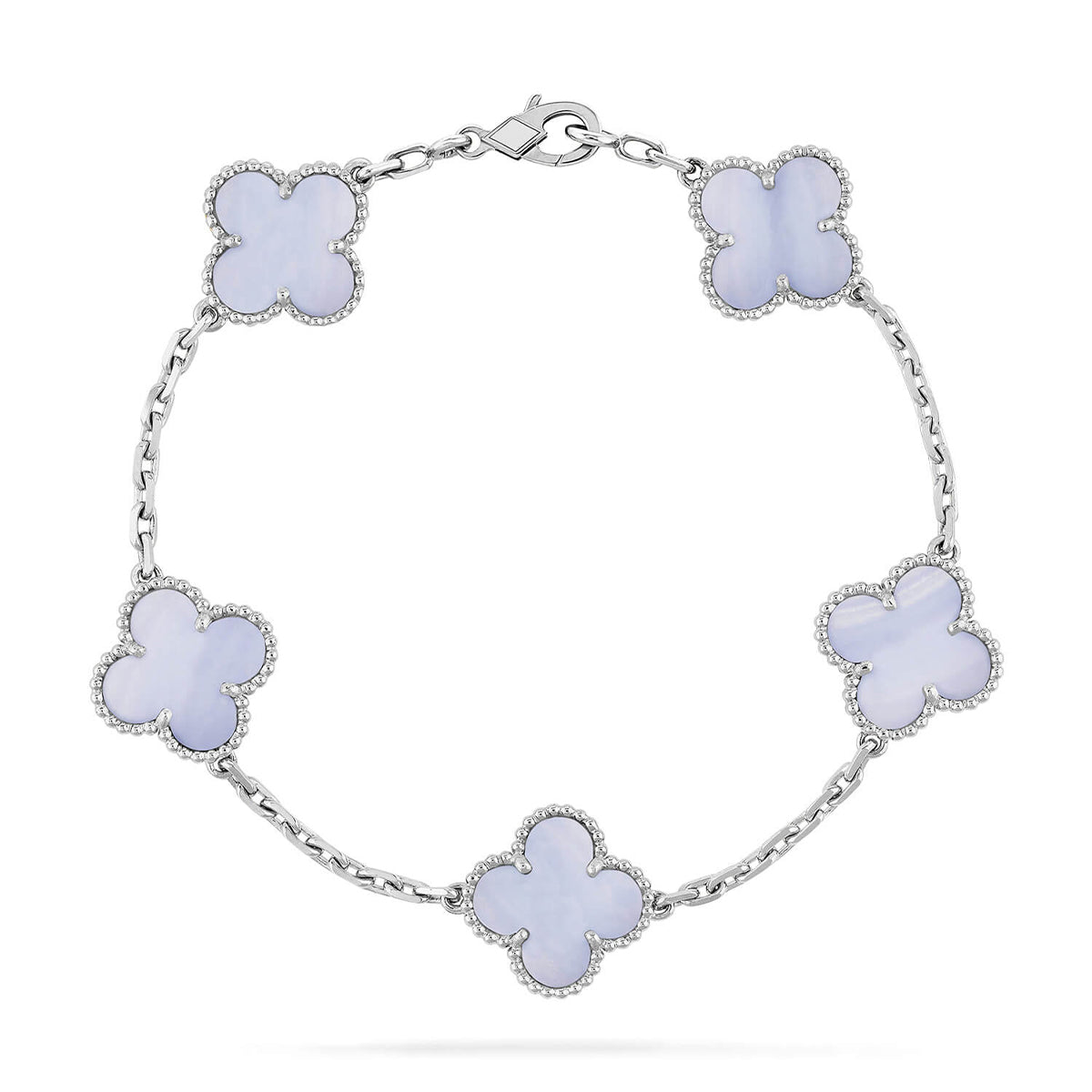 [⭐Maelin] CLOVER 5 MOTIF PURPLE CHALCEDONY BRACELET COLLECTION
