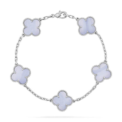 [⭐Maelin] CLOVER 5 MOTIF PURPLE CHALCEDONY BRACELET COLLECTION