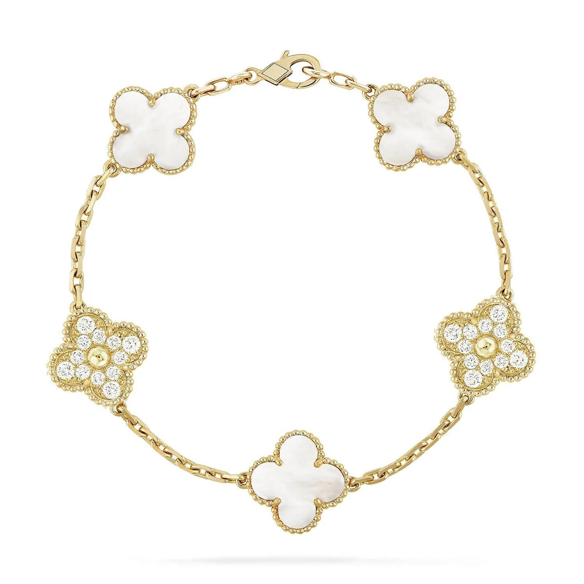 [⭐Maelin]CLOVER WHITE PEARL MOP 5 MOTIF BRACELET COLLECTION