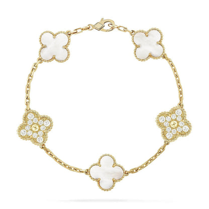 [⭐Maelin]CLOVER WHITE PEARL MOP 5 MOTIF BRACELET COLLECTION