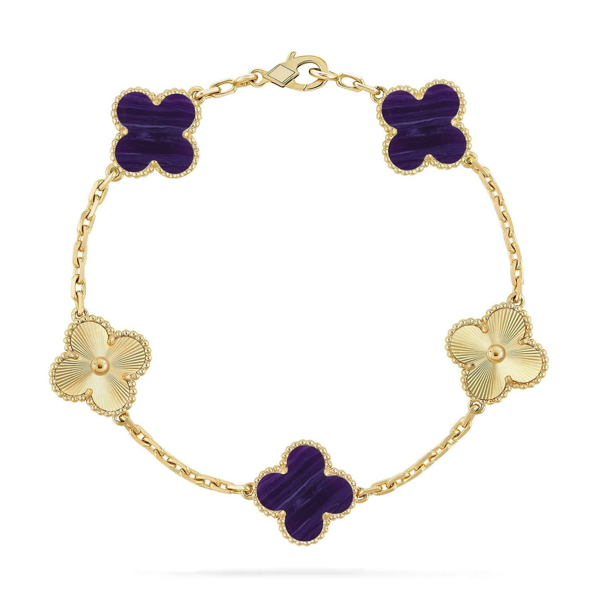 [⭐Maelin]CLOVER 5 MOTIF PURPLE STRIPES BRACELET COLLECTION