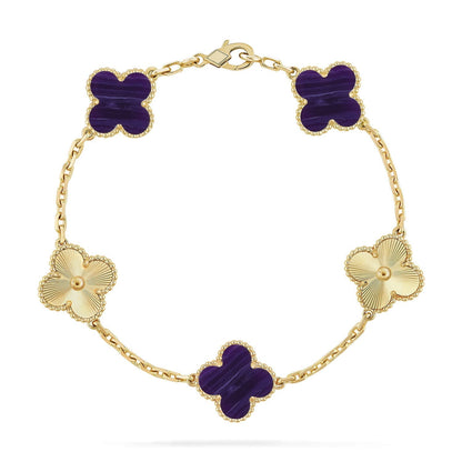 [⭐Maelin]CLOVER 5 MOTIF PURPLE STRIPES BRACELET COLLECTION