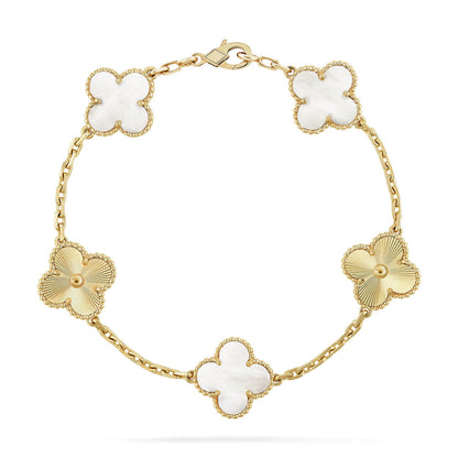 [⭐Maelin]CLOVER WHITE PEARL MOP 5 MOTIF BRACELET COLLECTION