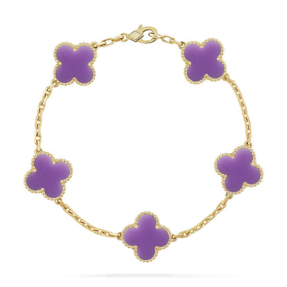[⭐Maelin]CLOVER 5 MOTIF LIGHT PURPLE BRACELET COLLECTION