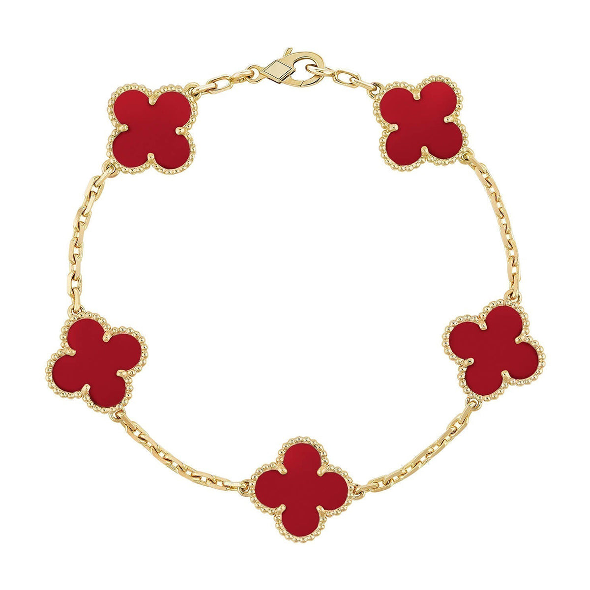 [⭐Maelin] CLOVER 5 MOTIF RED CORNELIAN BRACELET COLLECTION