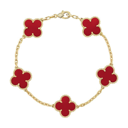 [⭐Maelin] CLOVER 5 MOTIF RED CORNELIAN BRACELET COLLECTION