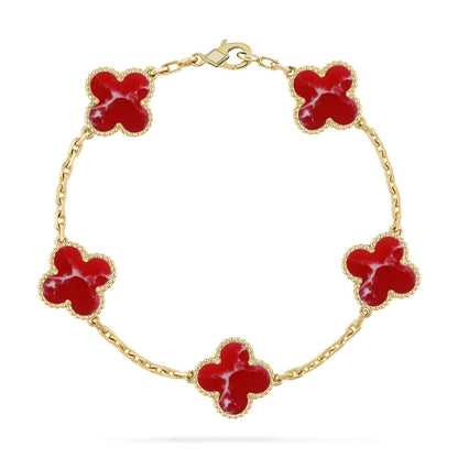[⭐Maelin]CLOVER 5 MOTIF RED PATTERN BRACELET COLLECTION