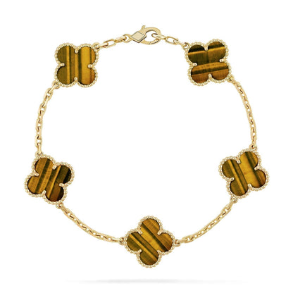 [⭐Maelin] CLOVER 5 MOTIFS TIGER EYE BRACELET COLLECTION