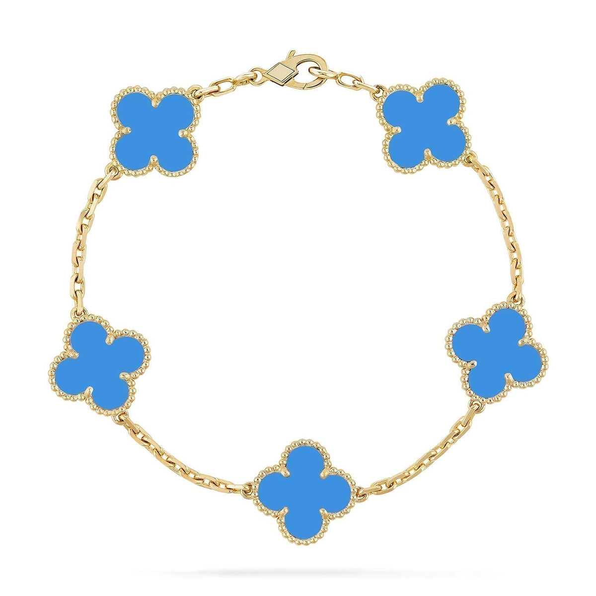 [⭐Maelin] CLOVER 5 MOTIF BLUE AGATE BRACELET COLLECTION
