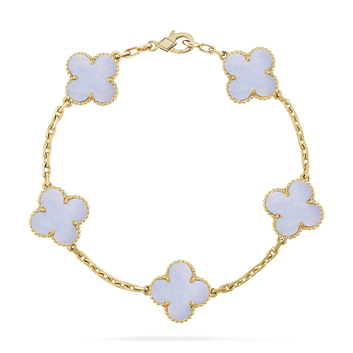 [⭐Maelin] CLOVER 5 MOTIF PURPLE CHALCEDONY BRACELET COLLECTION